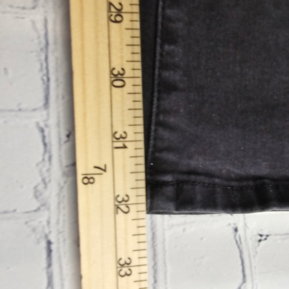 KanCan Jeans Womens 13/30 Black Flared Denim Pants High Rise Faux Leather Trim - Picture 11 of 12